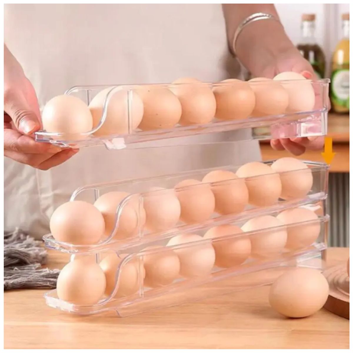 GENERICO - Organizador Porta Huevo De Acrílico Transparente Apilable De 21 Huevos