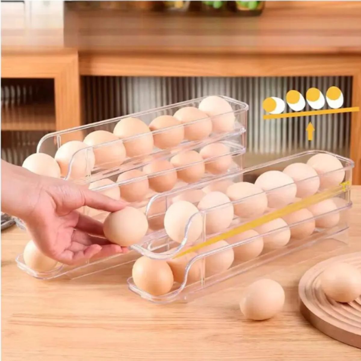 GENERICO - Organizador Porta Huevo De Acrílico Transparente Apilable De 21 Huevos