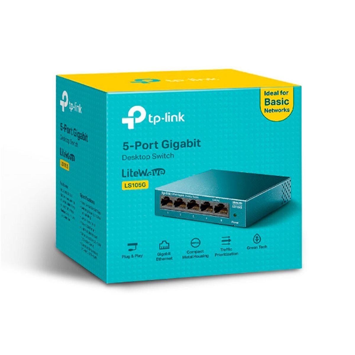 TP LINK - Switch TP-Link de 5 puertos, 10/100/1000 Mbps, LS105G