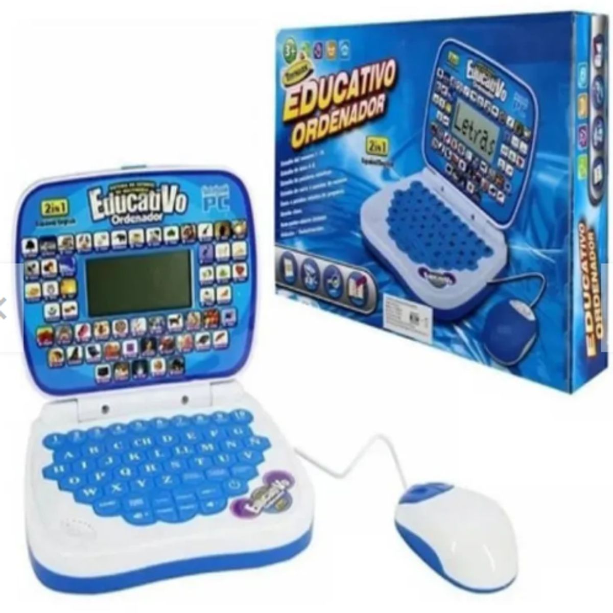 GENERICO - MINI LAPTOP EDUCATIVA PARA NIÑO APRENDIZAJE CON MOUSE EN ESPAÑOL INGLES AZUL