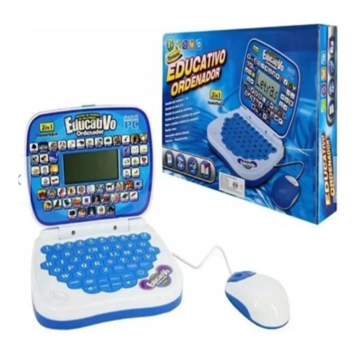 GENERICO - MINI LAPTOP EDUCATIVA PARA NIÑO APRENDIZAJE CON MOUSE EN ESPAÑOL INGLES AZUL