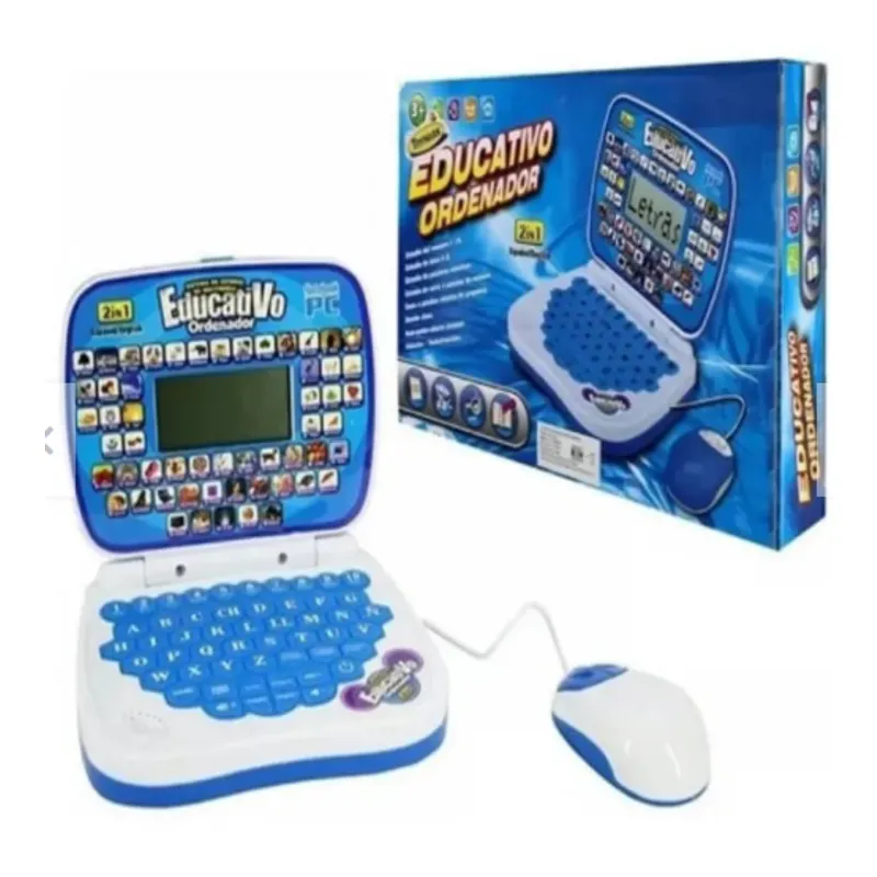 GENERICO - MINI LAPTOP EDUCATIVA PARA NIÑO APRENDIZAJE CON MOUSE EN ESPAÑOL INGLES AZUL