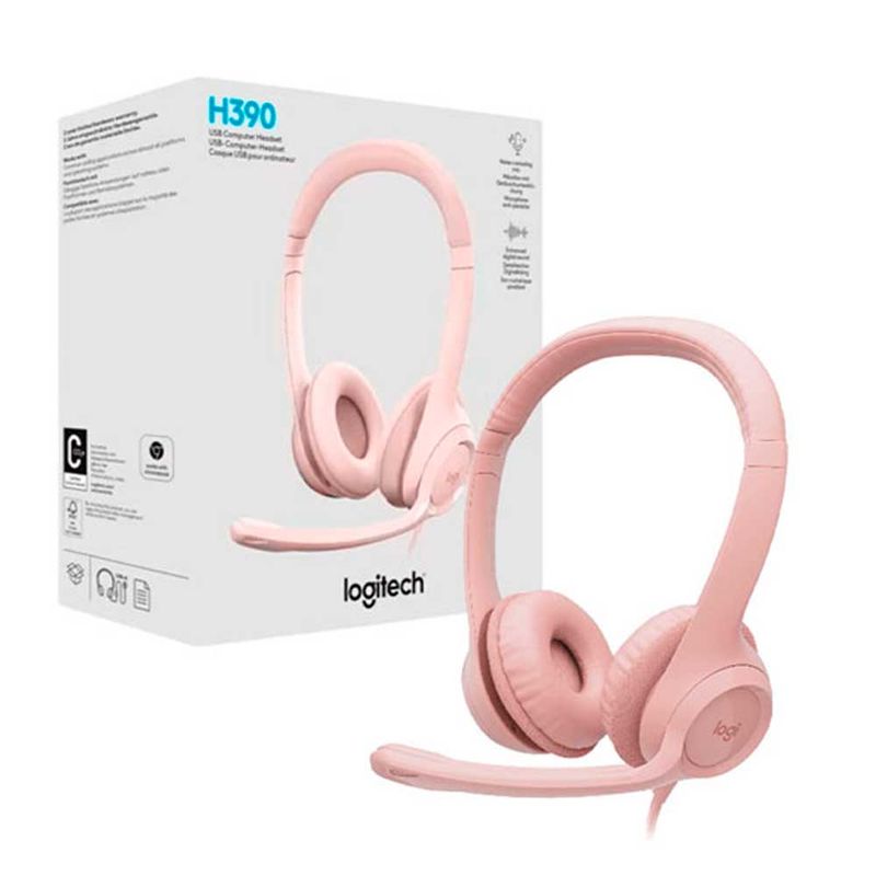 LOGITECH - AUDIFONO CON MICROF LOGITECH H390 USB NOISE CANCELLING ROSE