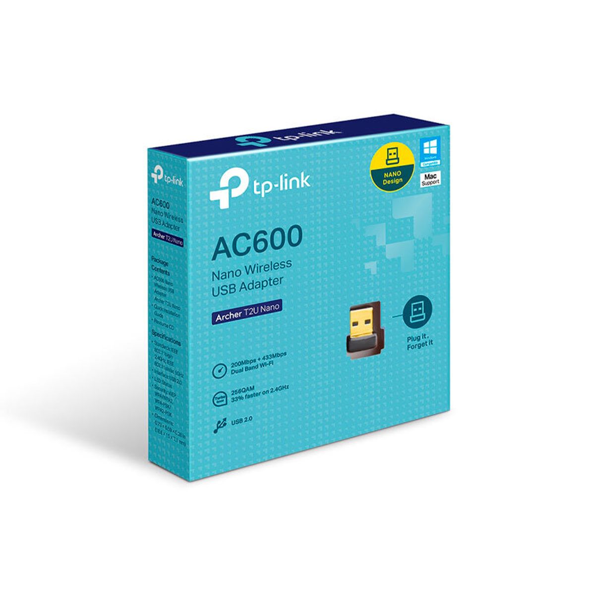 TP LINK - ADAPTADOR TP-LINK USB AC600 DOBLE BANDA T2UNANO