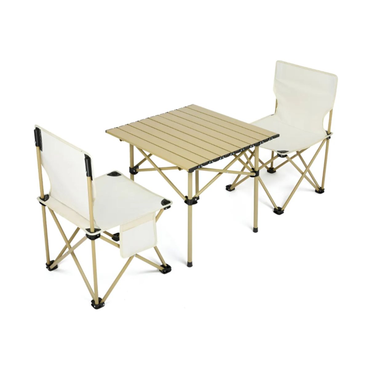 GENERICO - MESA PLEGABLE PORTÁTIL DE CAMPING + 2 SILLAS