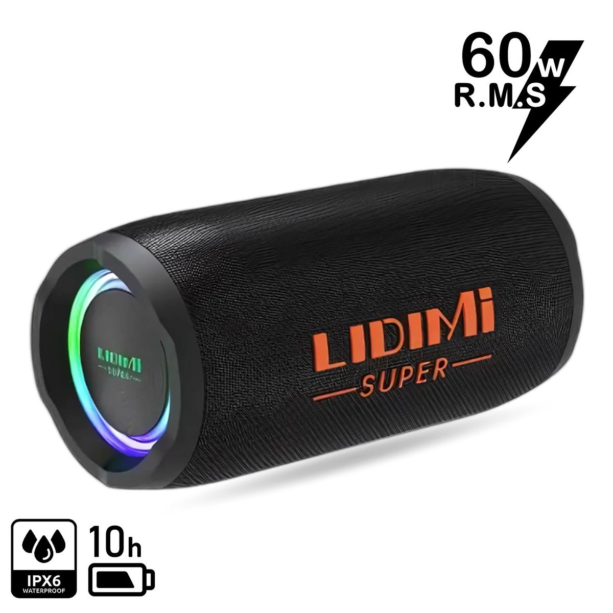 LIDIMI - Parlante Portátil  Lidimi Super D-S683 60W Led RGB Bluetooth USB