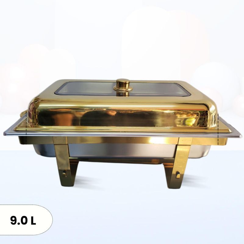 ICHIMATSU - Samovar Cuerpo Entero Dorado Con Tapa De Vidrio 9 L