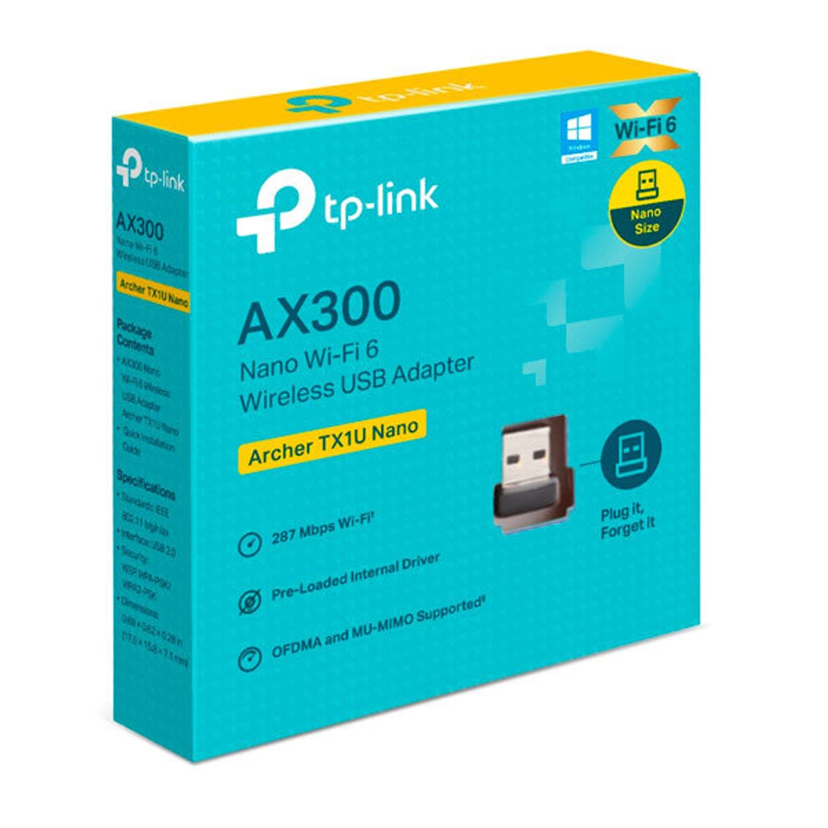 TP LINK - Adaptador TP-Link AX3000 Archer TX1U Nano Wi-Fi 6 USB