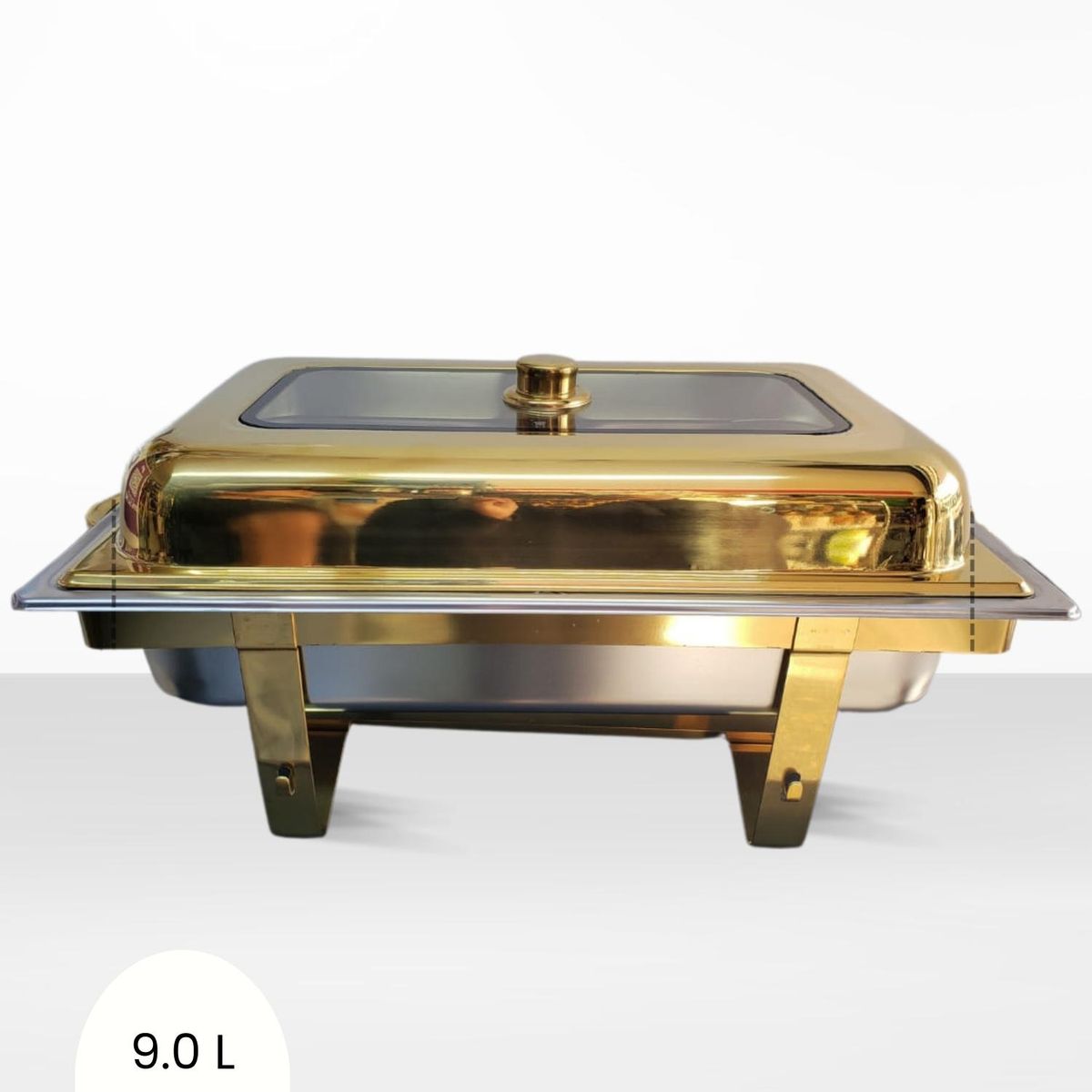 ICHIMATSU - Samovar Cuerpo Entero Dorado Con Tapa De Vidrio 9 L