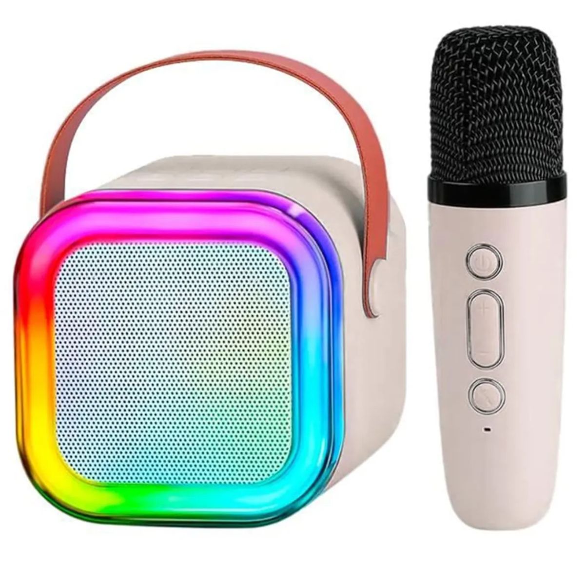 GENERICO - Mini Parlante Karaoke Portátil Bluetooth con Luces RGB + Micrófono