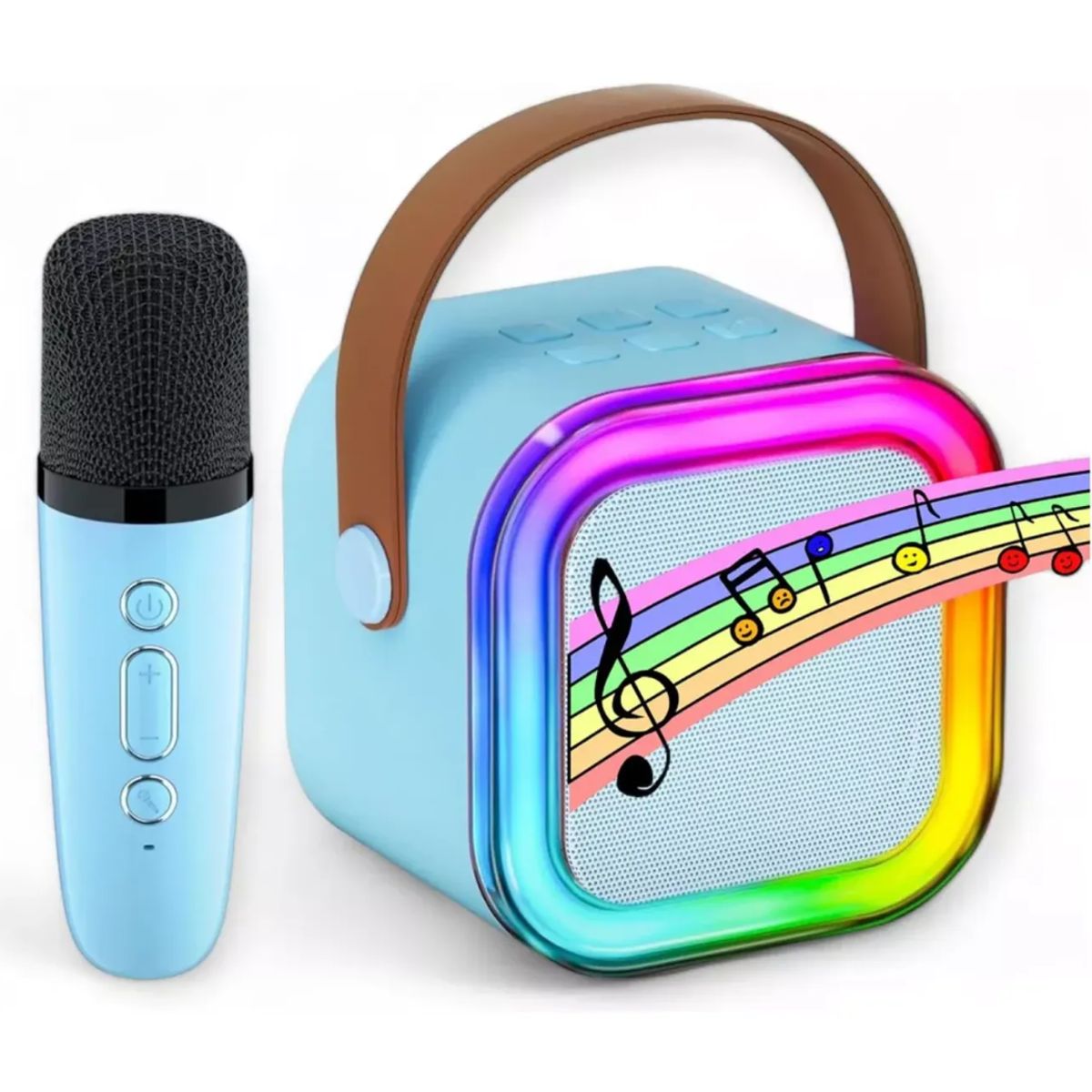 GENERICO - Mini Parlante Karaoke Portátil Bluetooth con Luces RGB + Micrófono