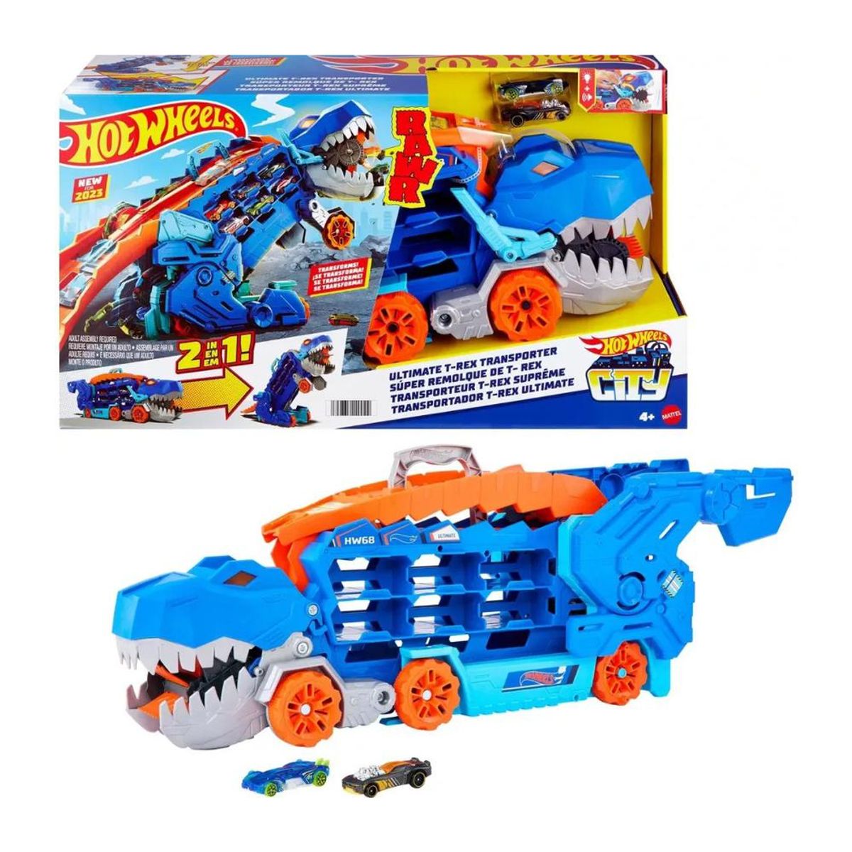 HOT WHEELS - Pista Hot Wheels Remolque T-Rex Con Lanzador