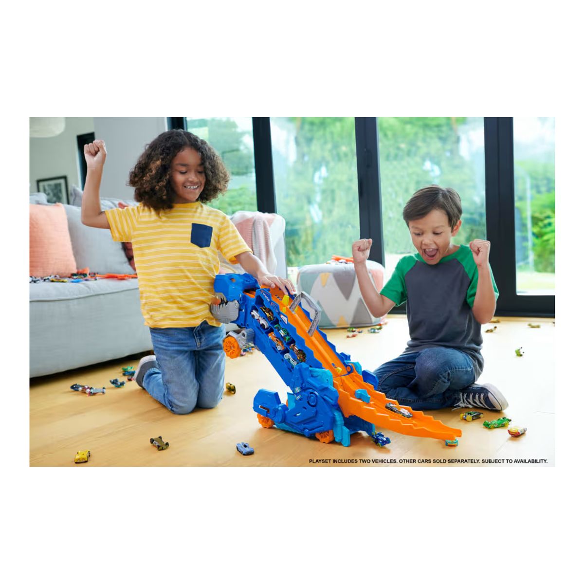 HOT WHEELS - Pista Hot Wheels Remolque T-Rex Con Lanzador