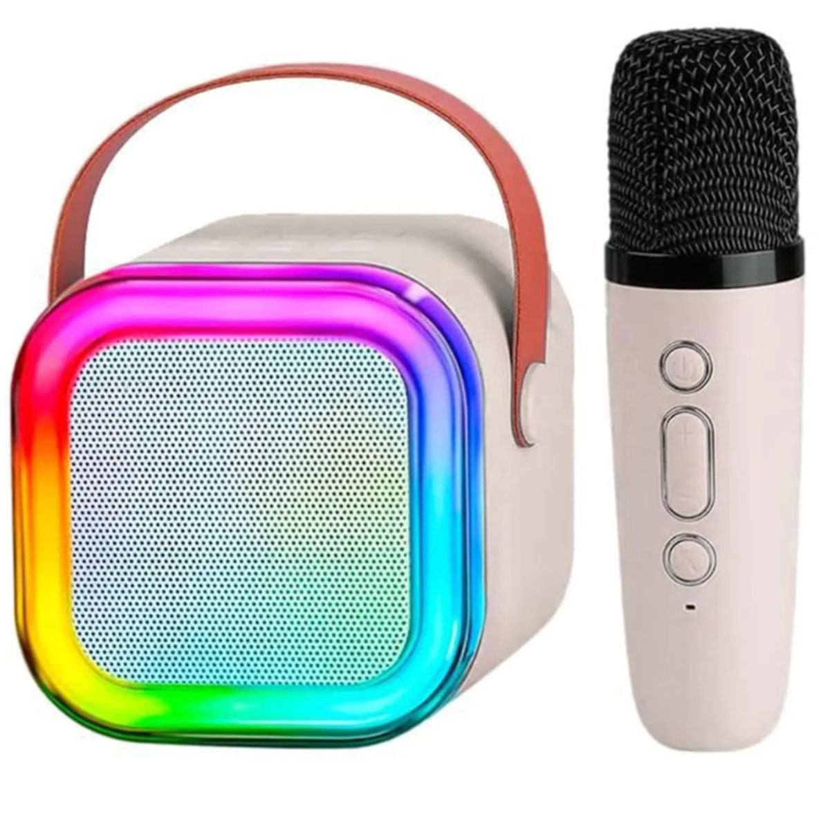GENERICO - Mini Parlante Karaoke Portátil Bluetooth con Luces RGB + Micrófono