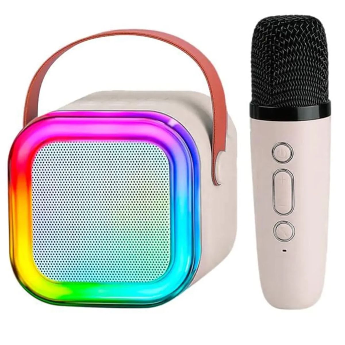 GENERICO - Mini Parlante Karaoke Portátil Bluetooth con Luces RGB + Micrófono