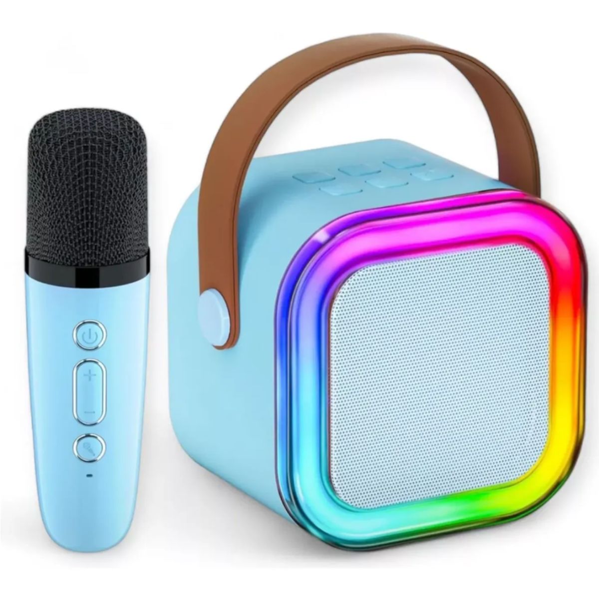 GENERICO - Mini Parlante Karaoke Portátil Bluetooth con Luces RGB + Micrófono