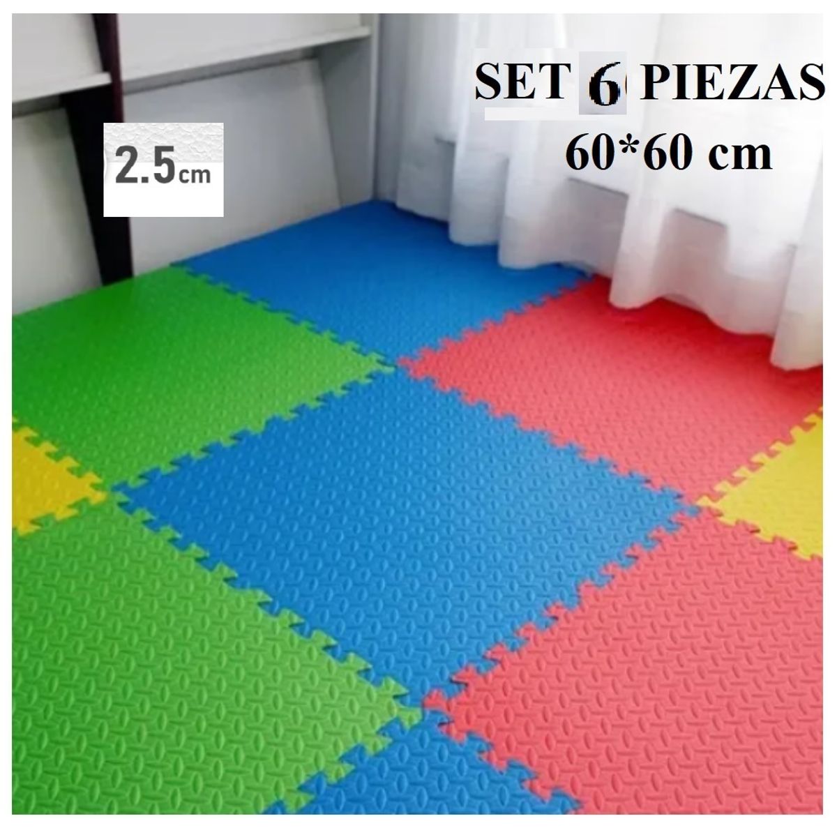 GENERICO - PISO DE GOMA EVA SET DE 6 PZ PARA BEBES NIÑOS GYMNASIO