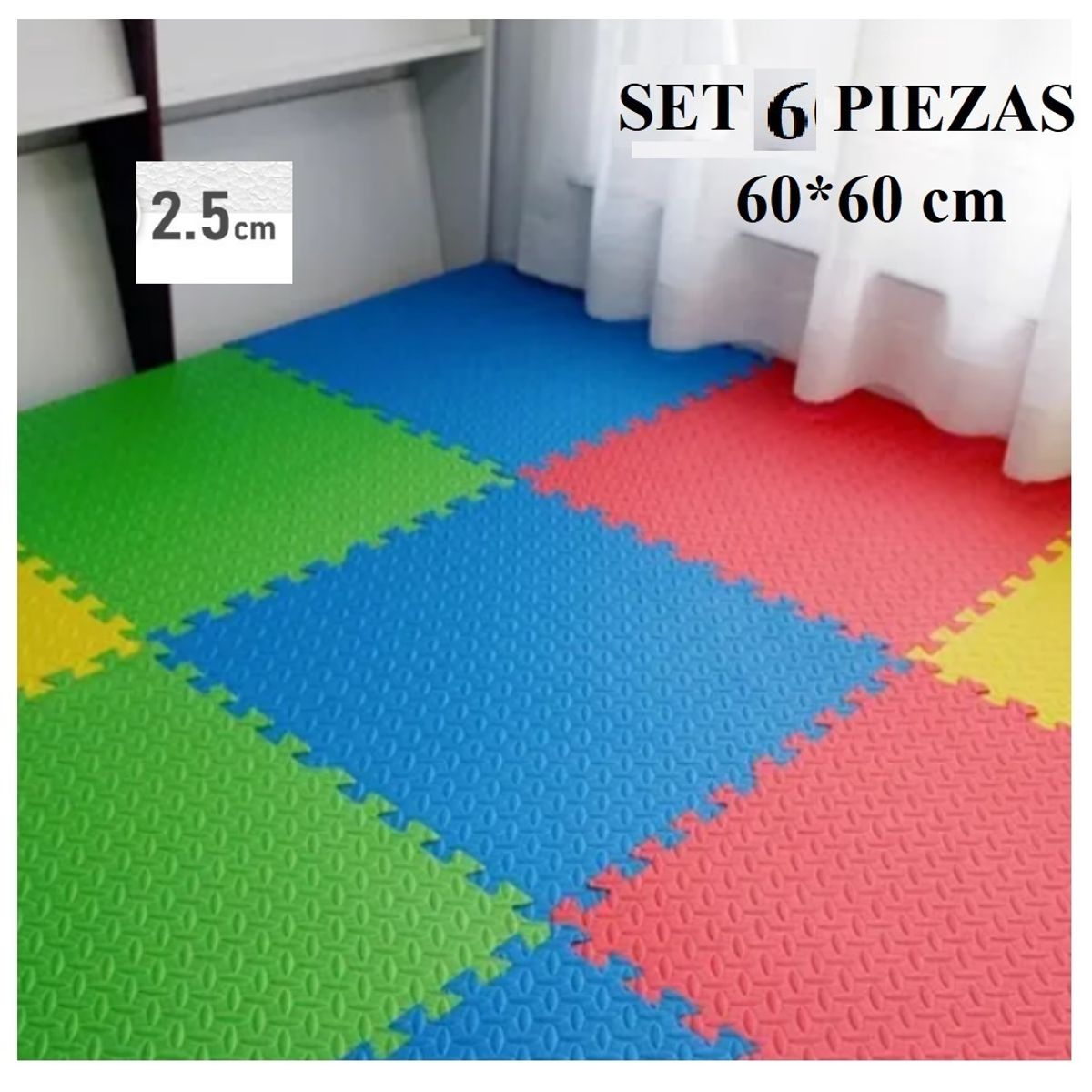 GENERICO - PISO DE GOMA EVA SET DE 6 PZ PARA BEBES NIÑOS GYMNASIO