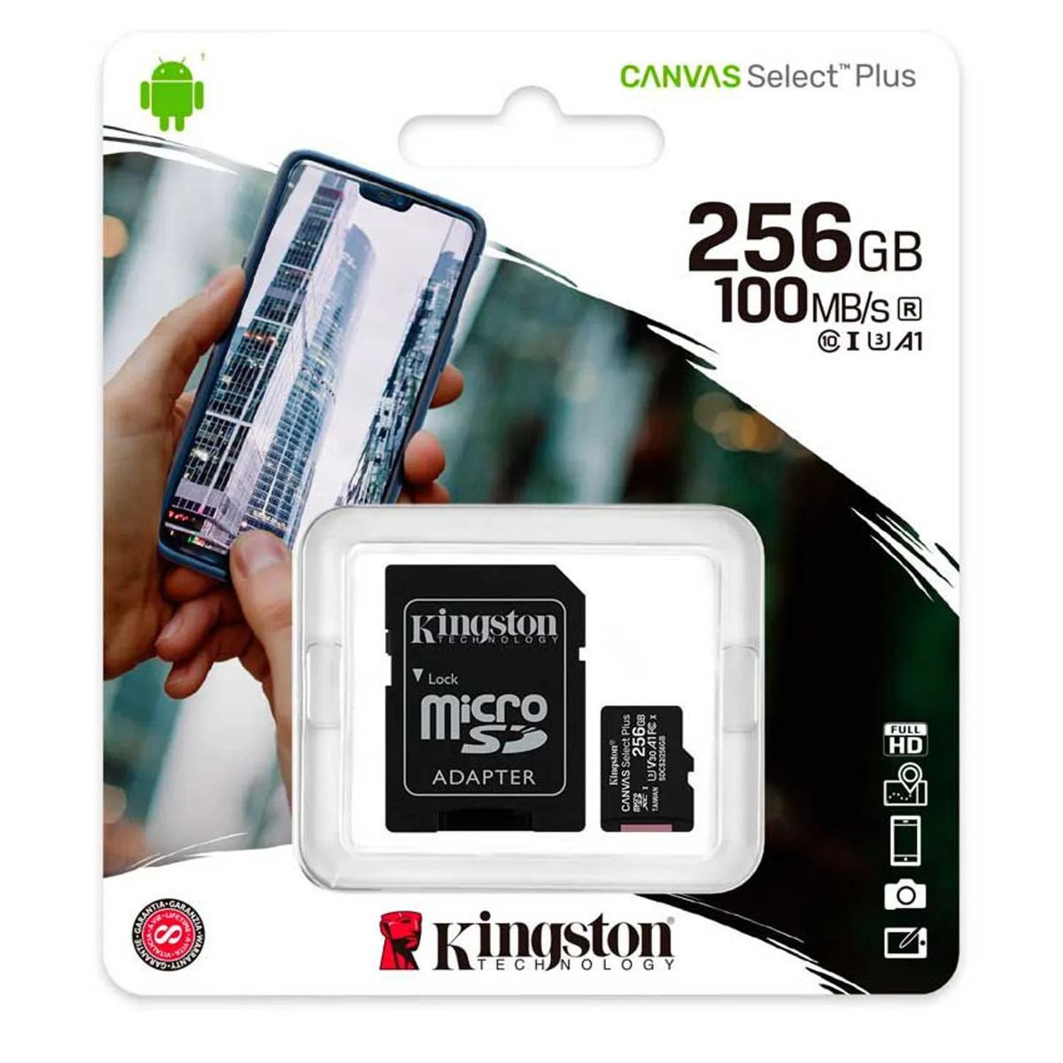 KINGSTON - MEMORIA MICRO KINGSTON SDHC 256GB 100MBS C10+ADP