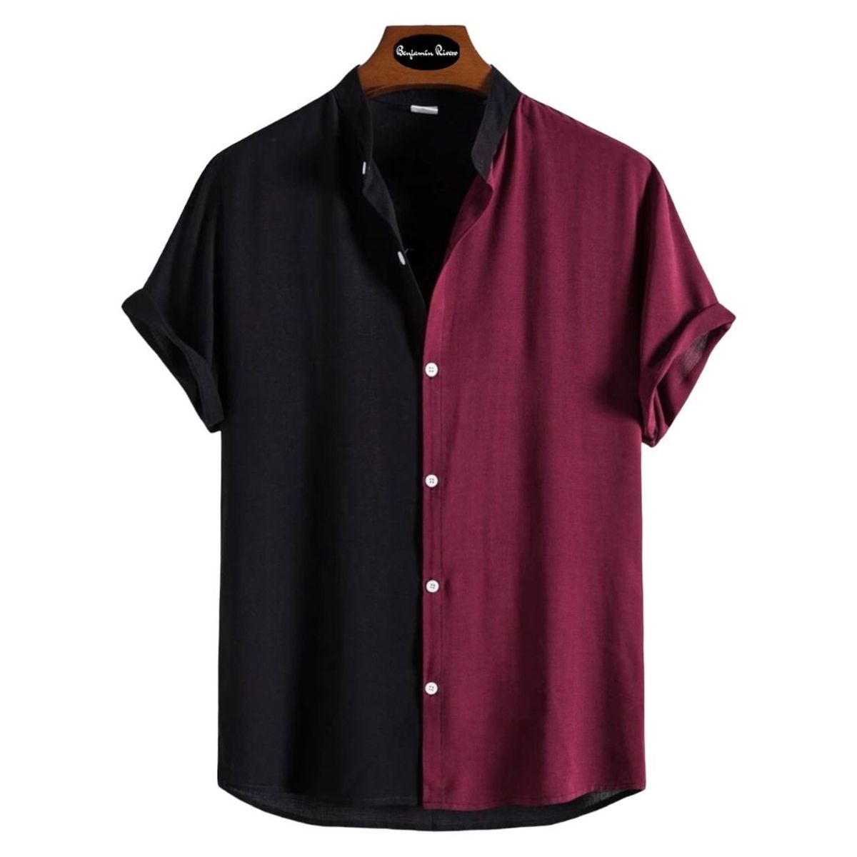 BENJAMIN RIVERO - Camisa seda hombre cuello mao slim