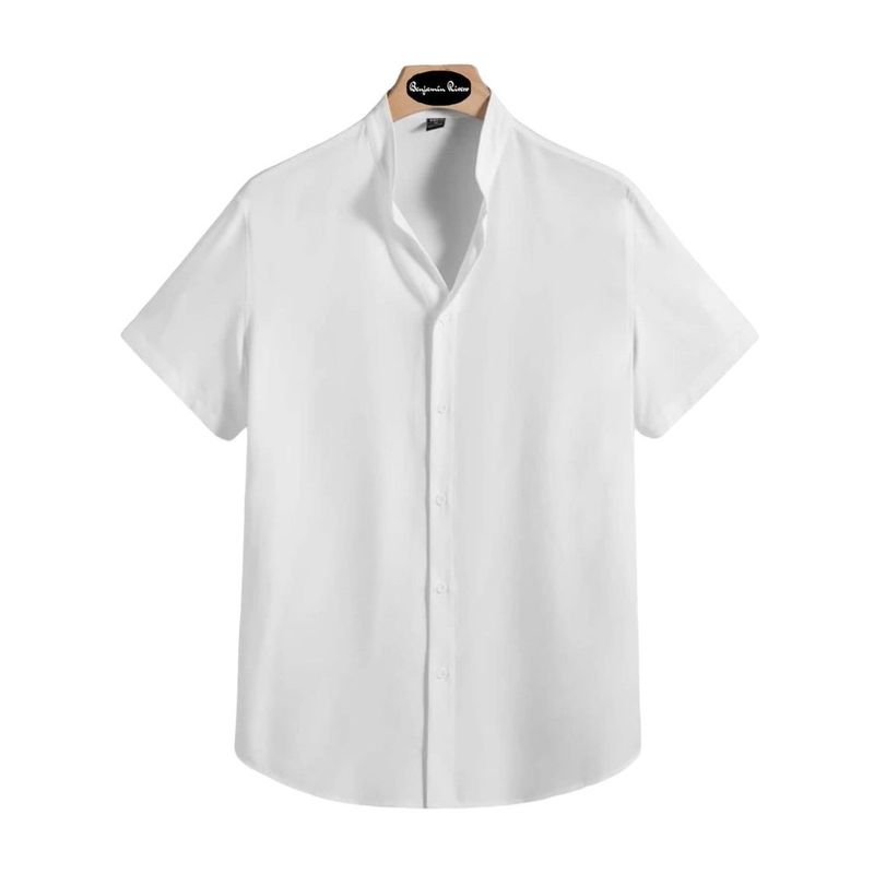 BENJAMIN RIVERO - Camisa seda hombre cuello mao slim