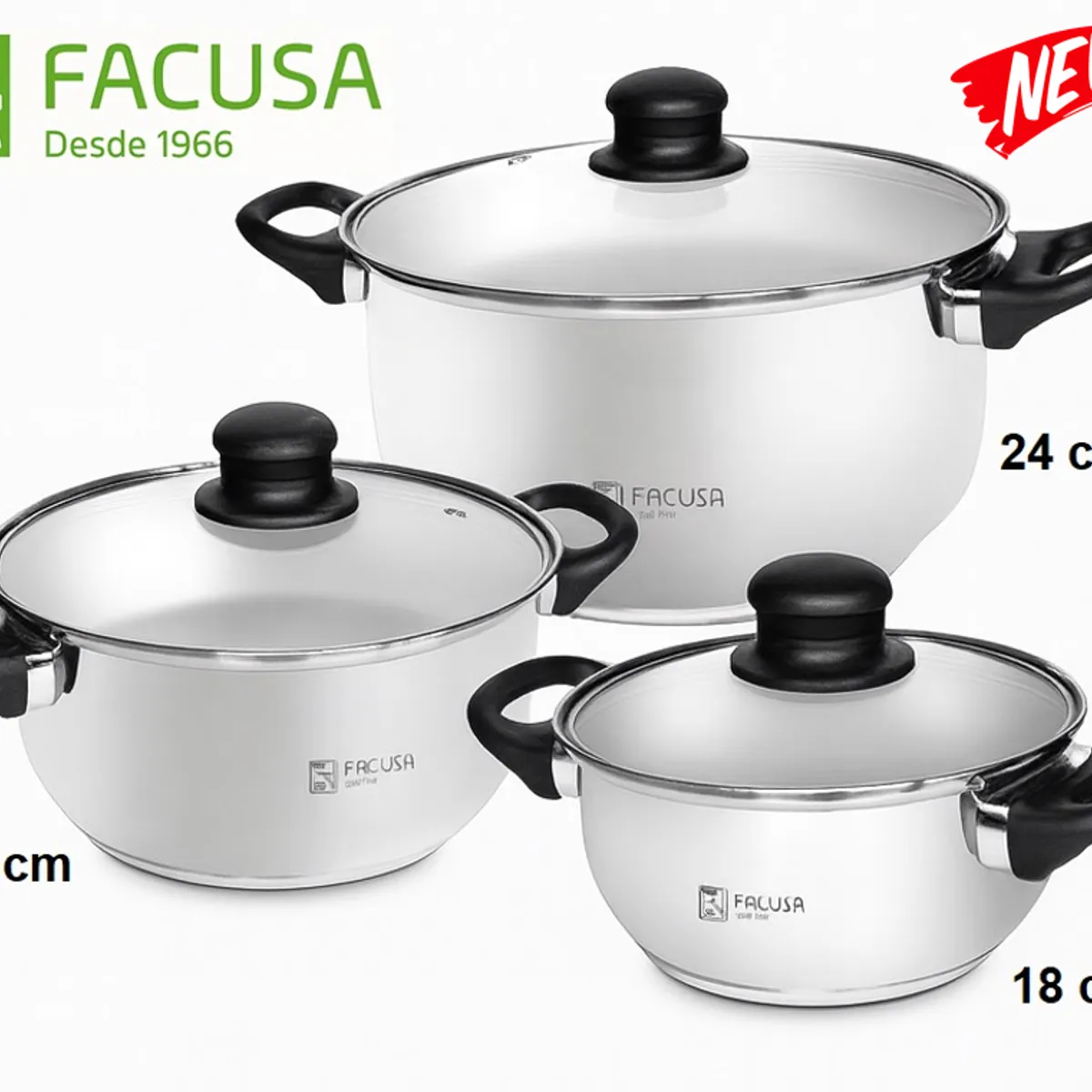 FACUSA - Juego de Ollas 6 piezas Acero Inox Facusa