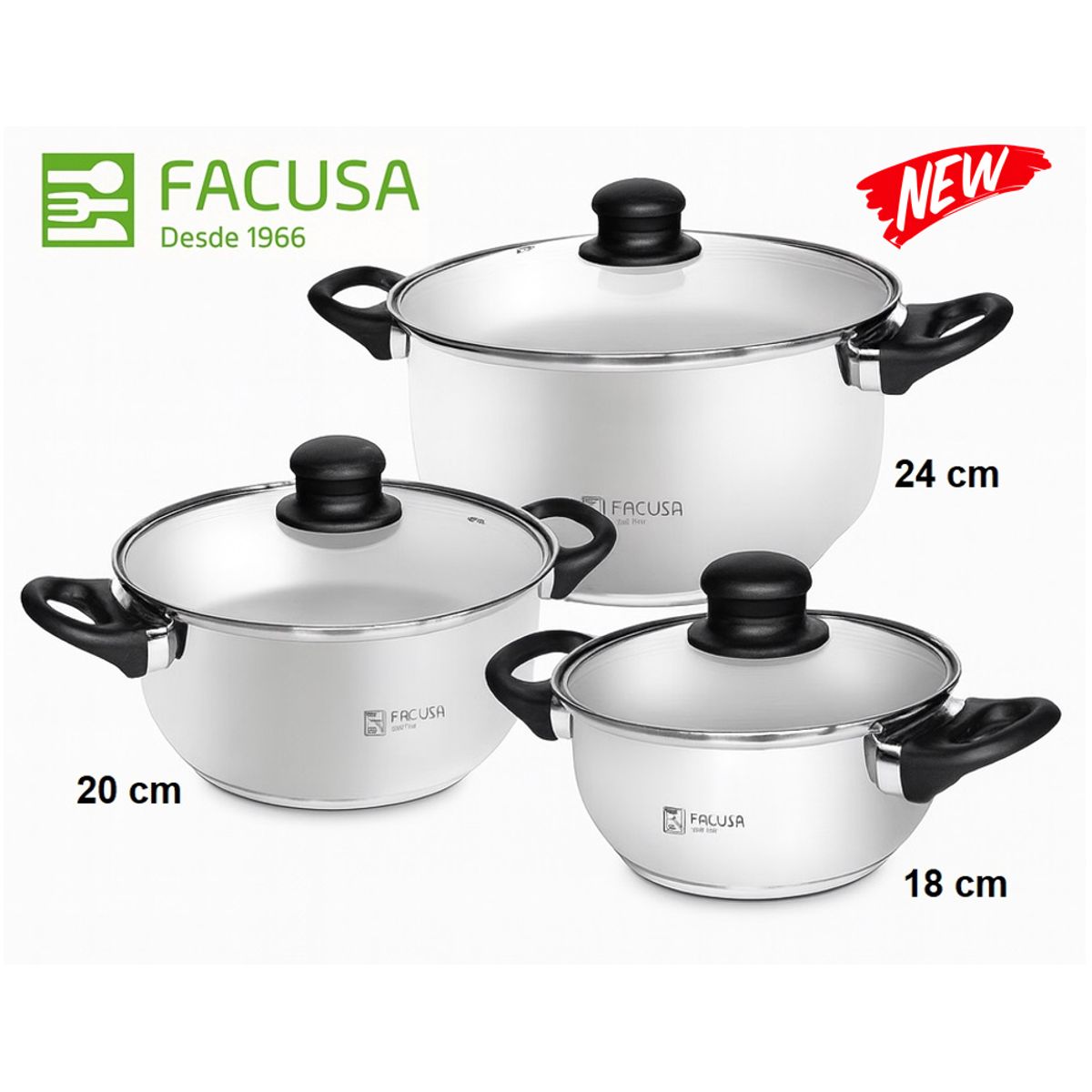 FACUSA - Juego de Ollas 6 piezas Acero Inox Facusa