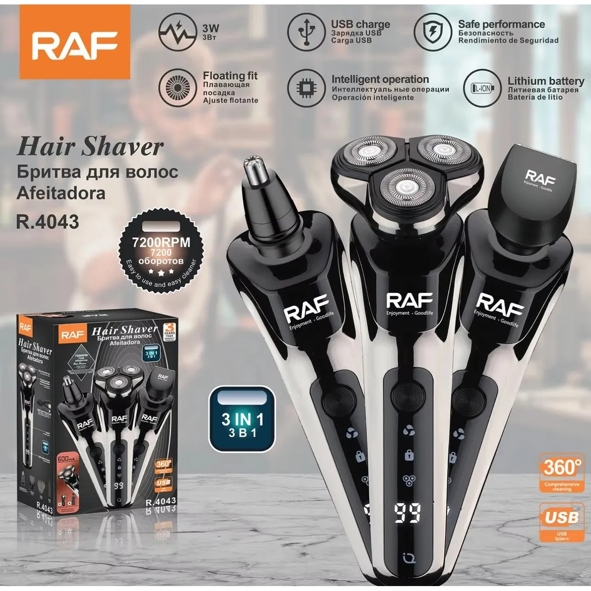 RAFF - RAF - AFEITADORA MULTIFUNCIONAL 3 EN 1