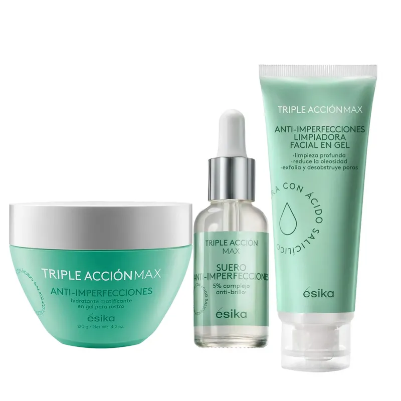 ESIKA - KIT Limpiador Serum y Crema Anti-Imperfecciones Triple Acción Max