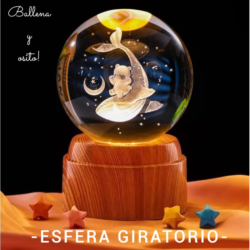 GENERICO - ESFERA CRISTAL GIRATORIO 3D GRANDE LÁMPARA LED ADORNO DECORATIVO