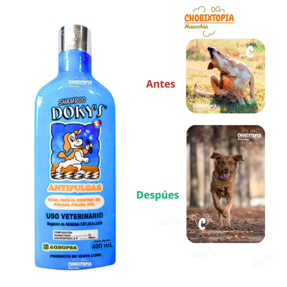 GENERICO - SHAMPOO DOKYS ANTIPULGAS PARA PERROS FRASCOx400 mL