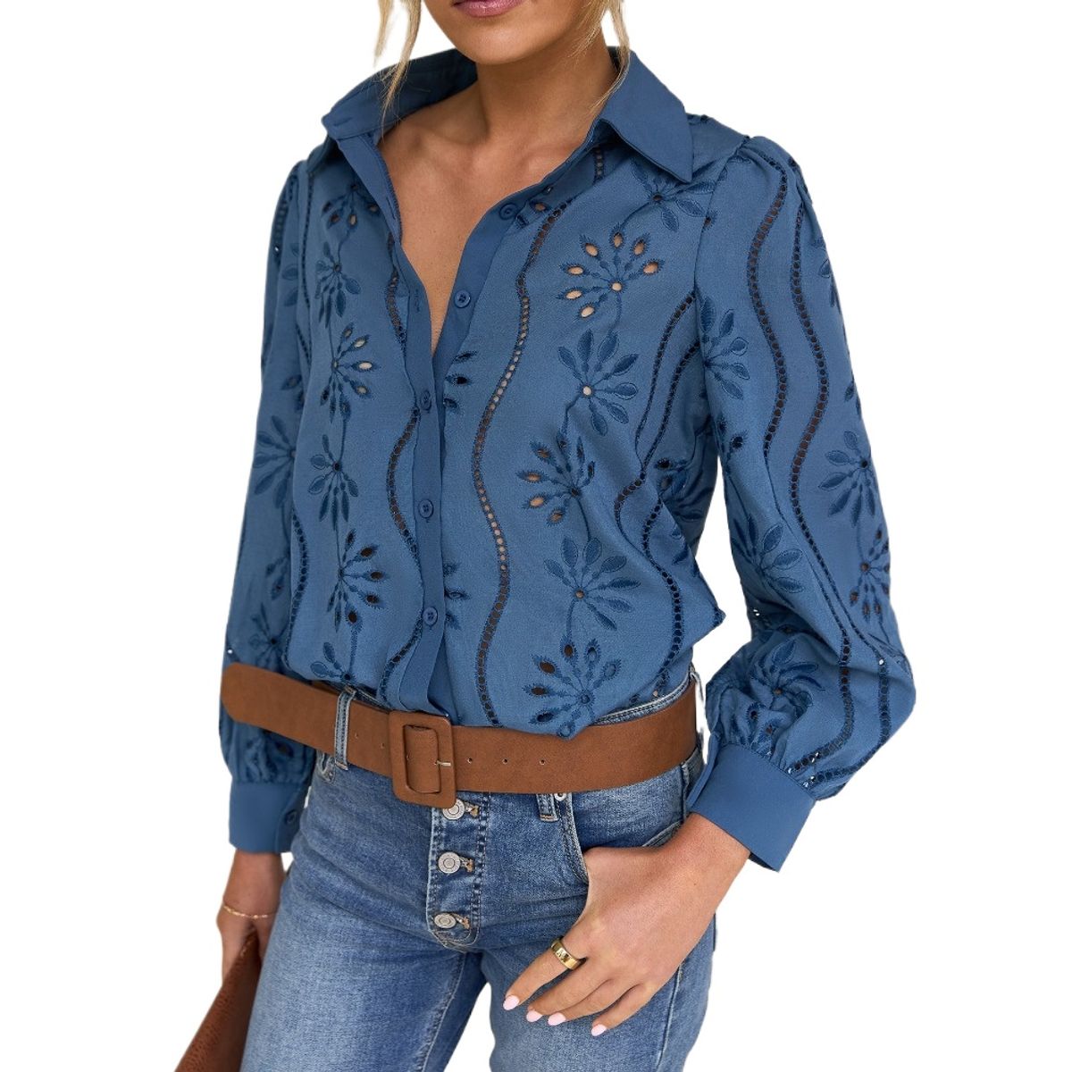 GIOIO - Chaqueta Holgada Calado Manga Globo Urbano Premium​