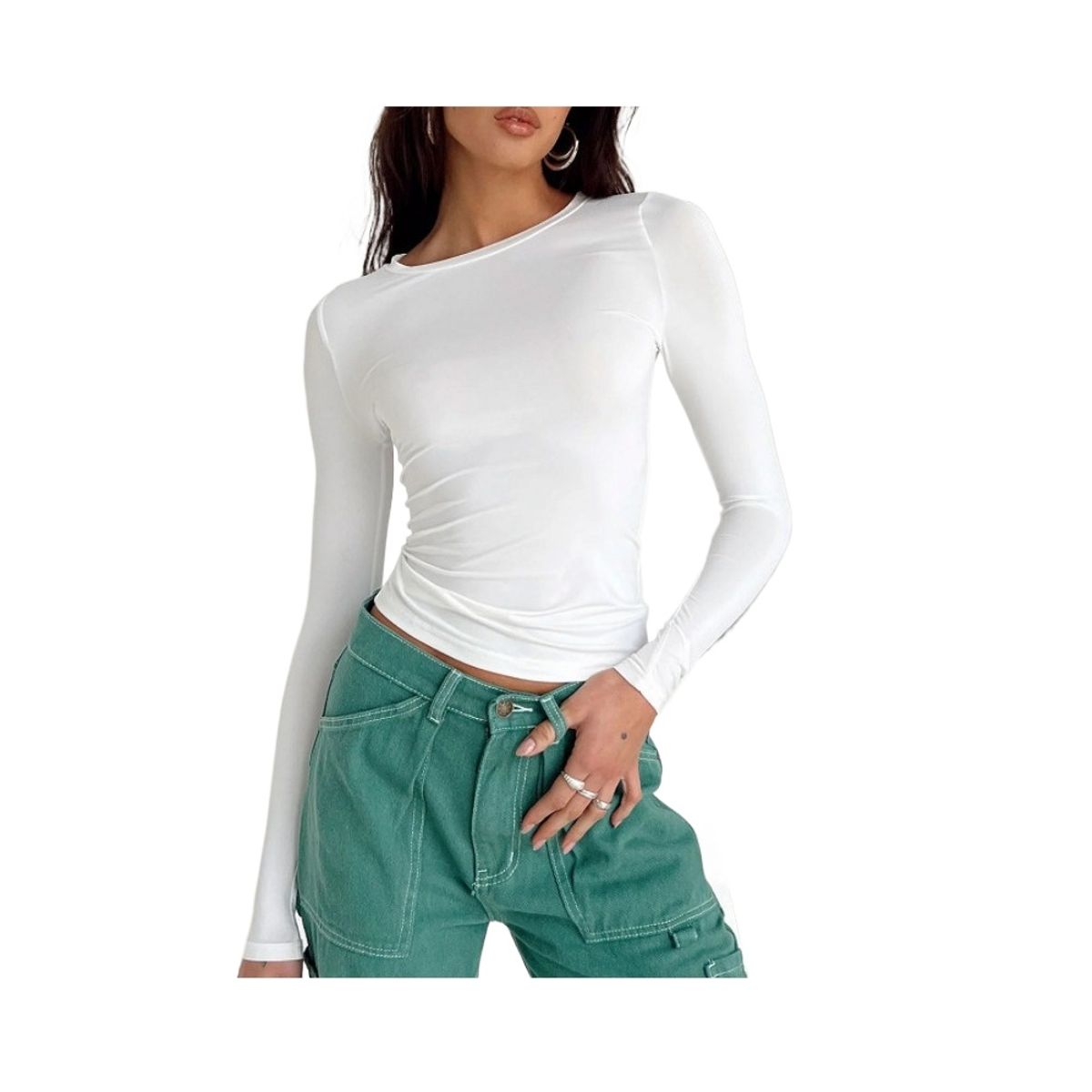 GIOIO - Camiseta Manga Larga Lisa Figura Esbelta Básica Urbano​