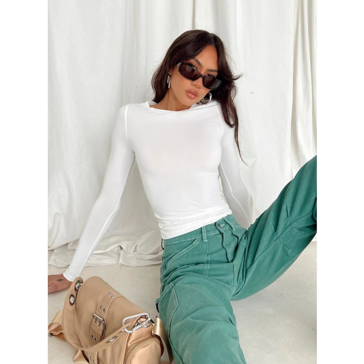 GIOIO - Camiseta Manga Larga Lisa Figura Esbelta Básica Urbano​