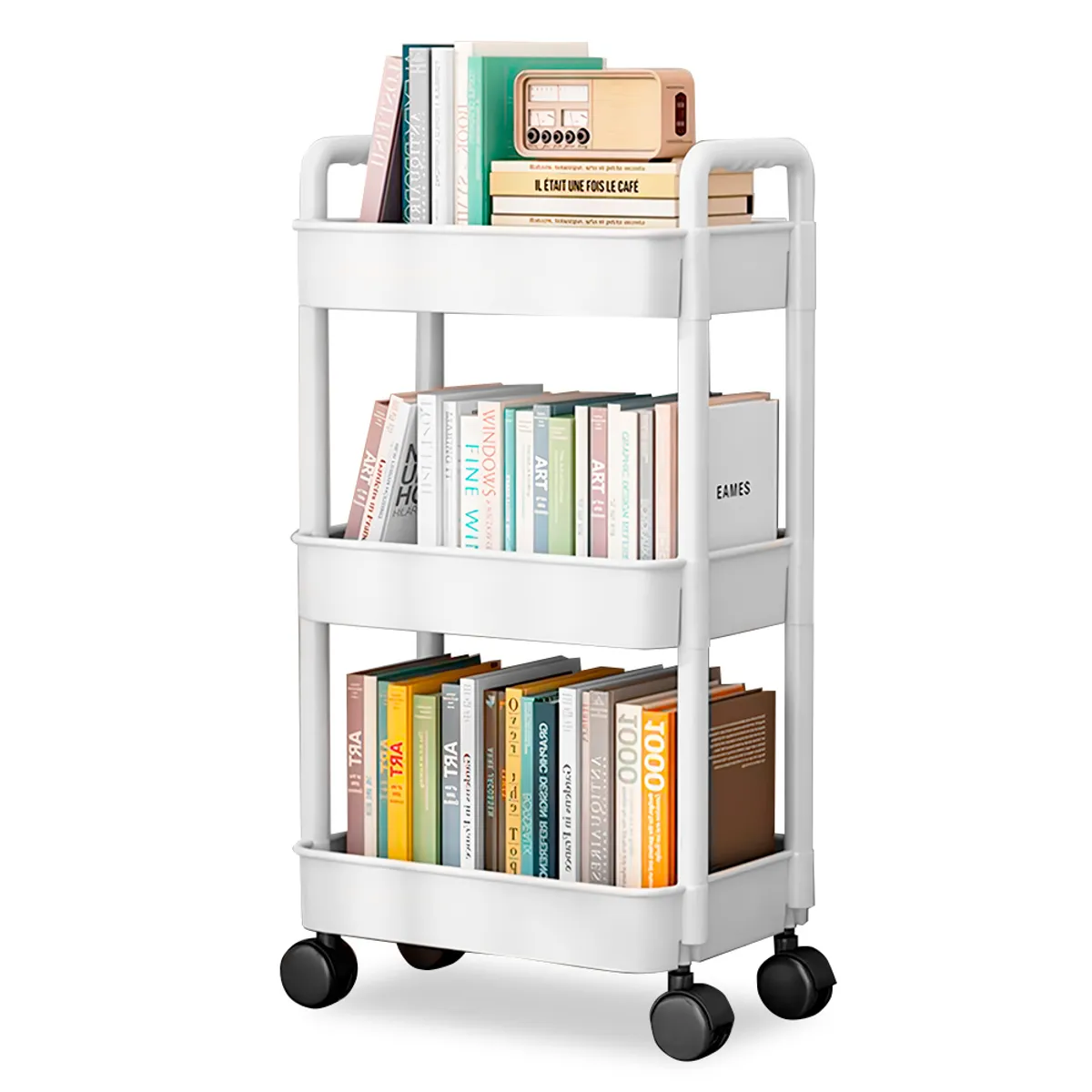 KELLER - Organizador con Ruedas de 3 Niv Multiuso para Oficina con Colgadores JK3