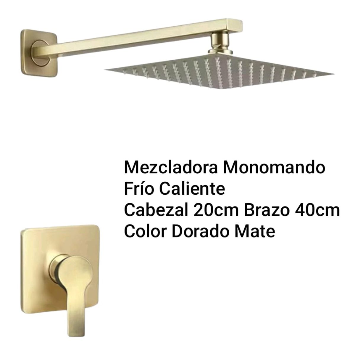 APACHE - Super Combo Ducha 20cm con Mezcladora monomando frío Caliente Dorado Mate Acero Inoxidable