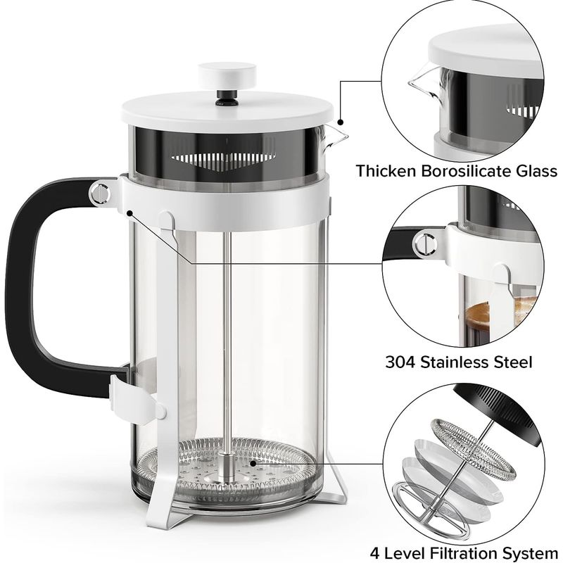 GENERICO - Prensa francesa borosilicato 1 litro  blanco