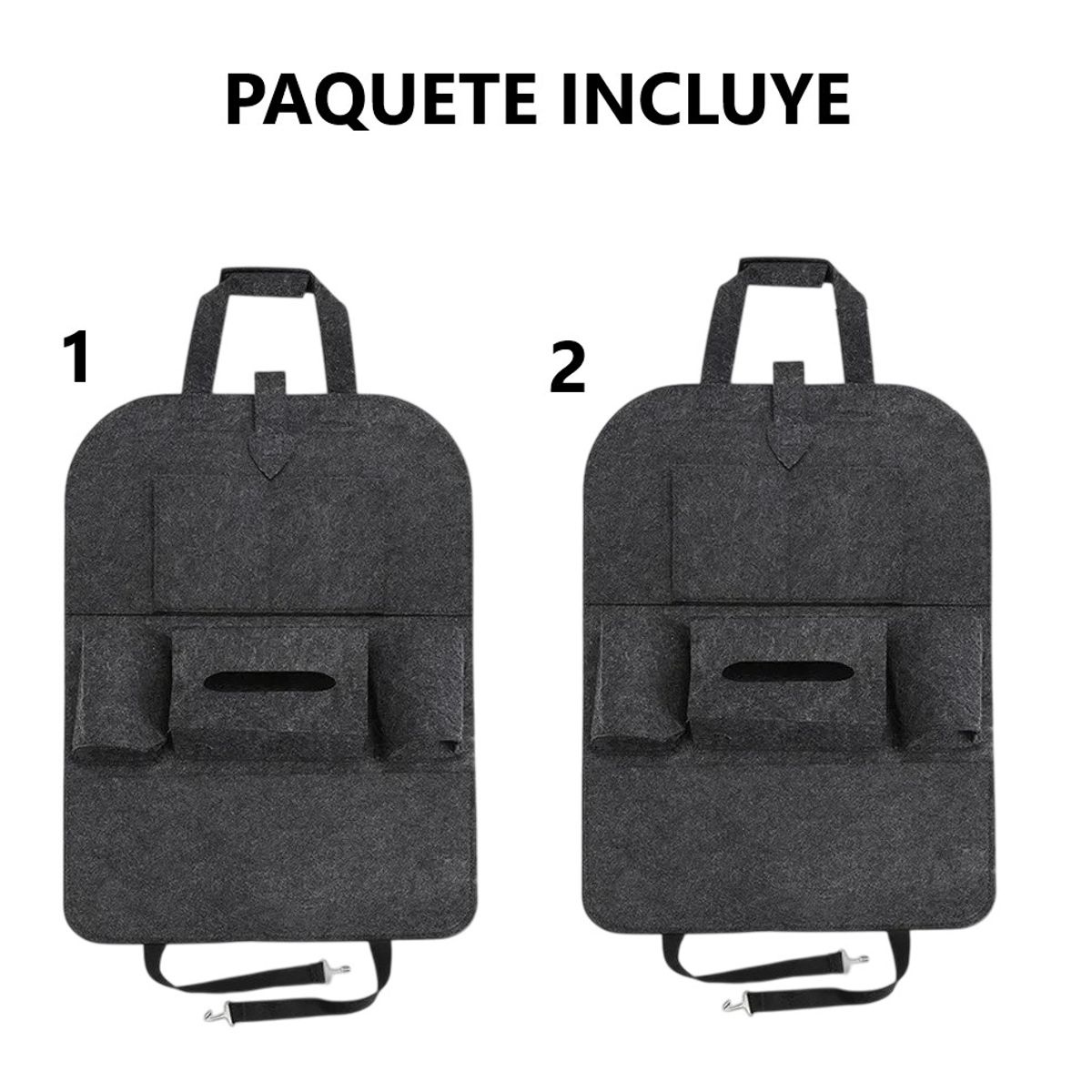 GENERICO - 2 Organizadores para asiento para telefono botellas papel - NEGRO