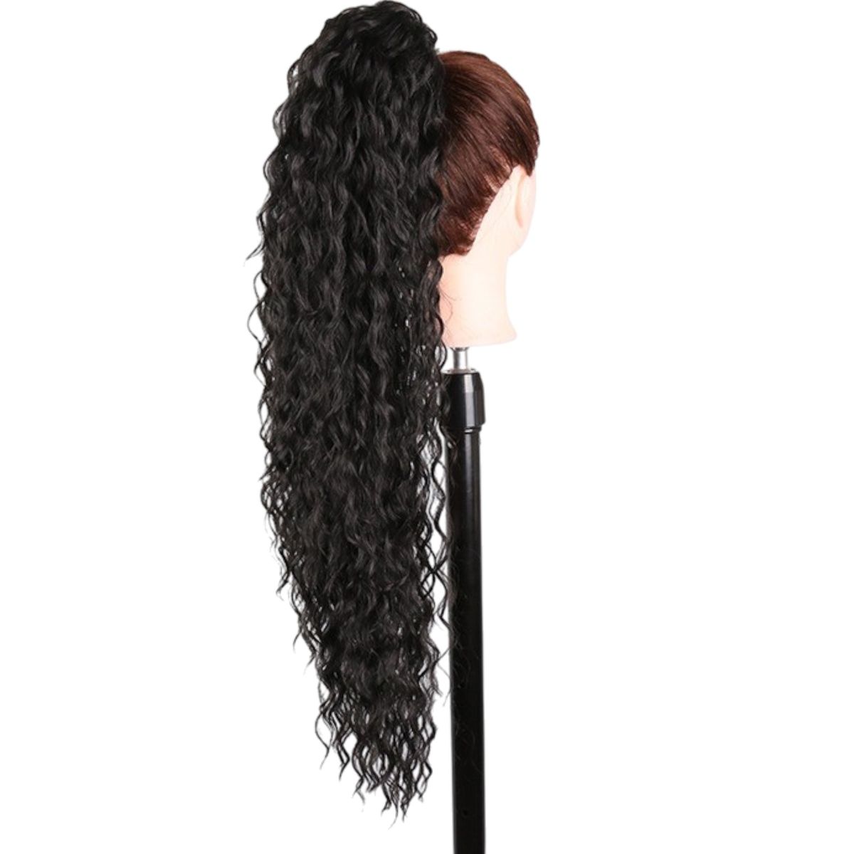 GENERICO - EXTENSIONES DE COLA DE FIBRA FUTURA RIZOS SOÑADOS DE 71CM DE LARGO Y 145GR CON 2 CLIP Y LIGA AJUSTABLE - NEGRO