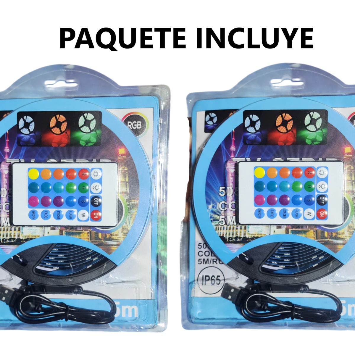 GENERICO - 2 Cintas tira LED USB de 5 metros RGB con Control Remoto