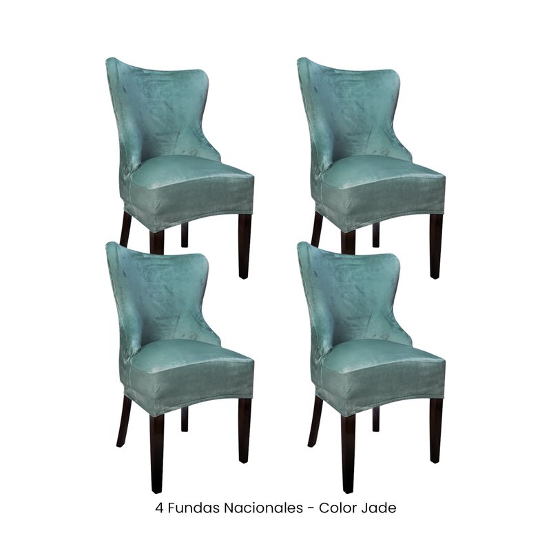 VIURE - 4 Fundas Nacionales de Terciopelo para Silla Princesa - Jade
