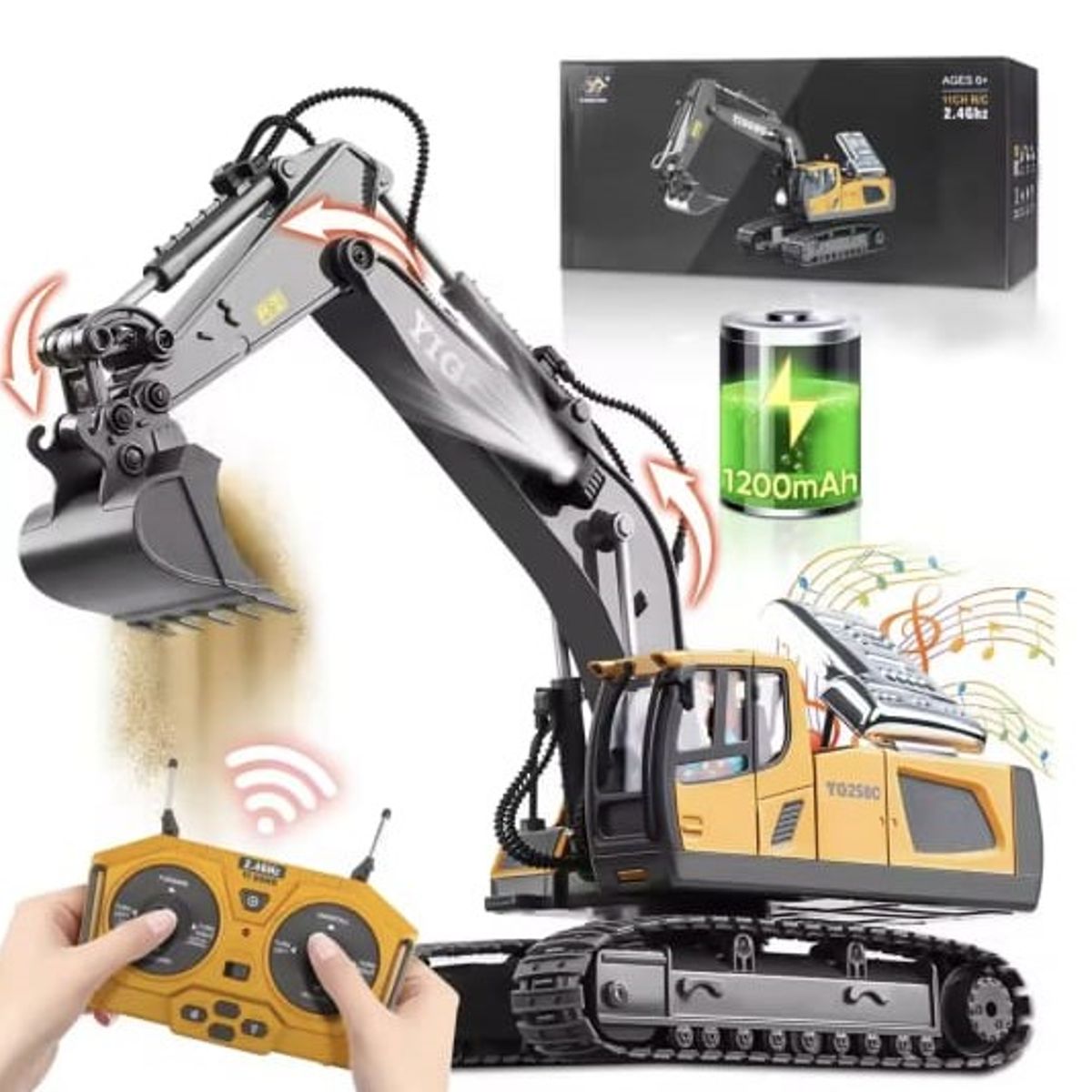 GENERICO - Excavadora a control remoto de aleacion y plastico