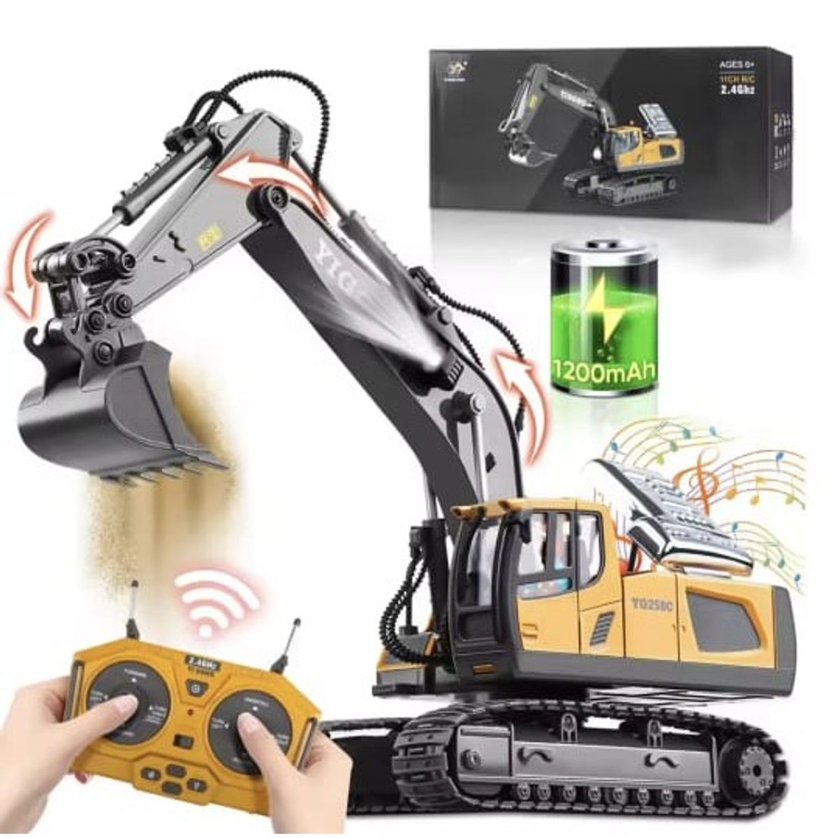 GENERICO - Excavadora a control remoto de aleacion y plastico