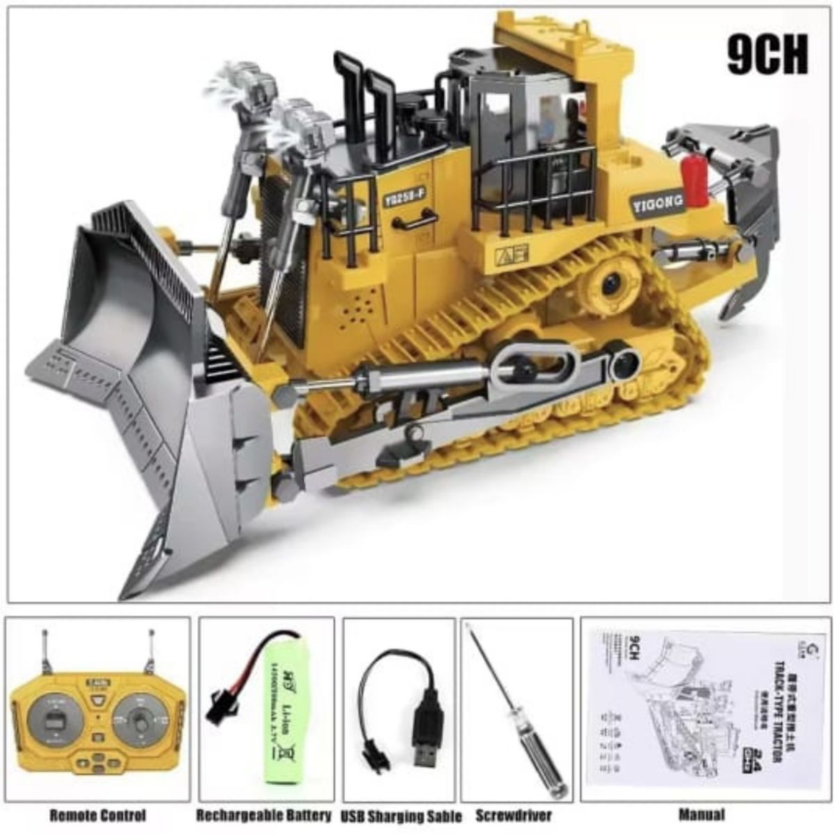 GENERICO - Bulldozer a control remoto de aleacion y plastico