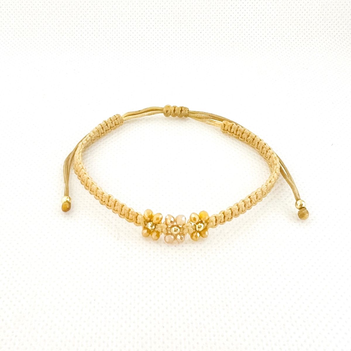 GENERICO - Pulsera de Hilo 3 Tréboles con Muranos y Billas de acero - Dorado