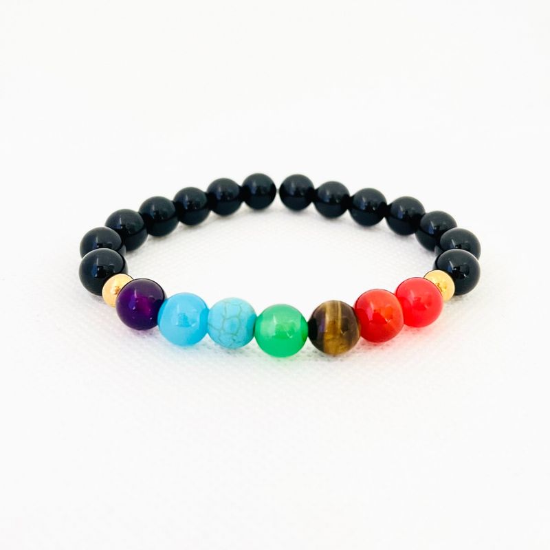 GENERICO - Pulsera 7 Chakras Cuarzos 8 y Acero - Cami