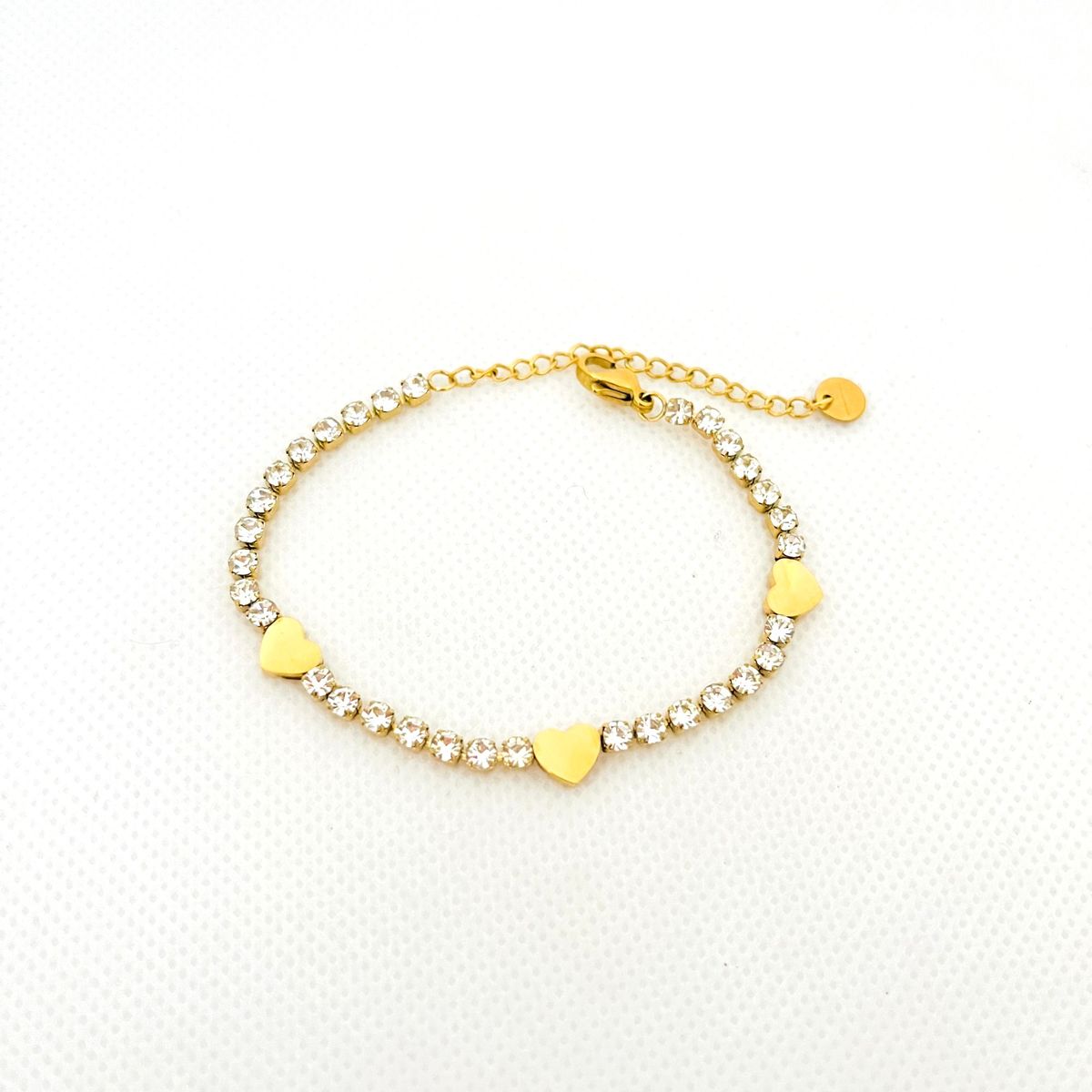 GENERICO - Pulsera de Acero Cristales y Corazones