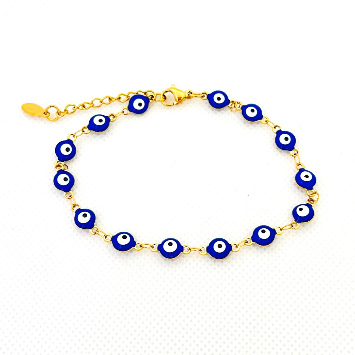 GENERICO - Pulsera de Acero con Ojos Turcos Azul