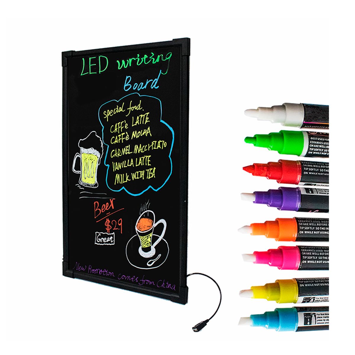 GENERICO - Pizarra led tamaño 70 x 50