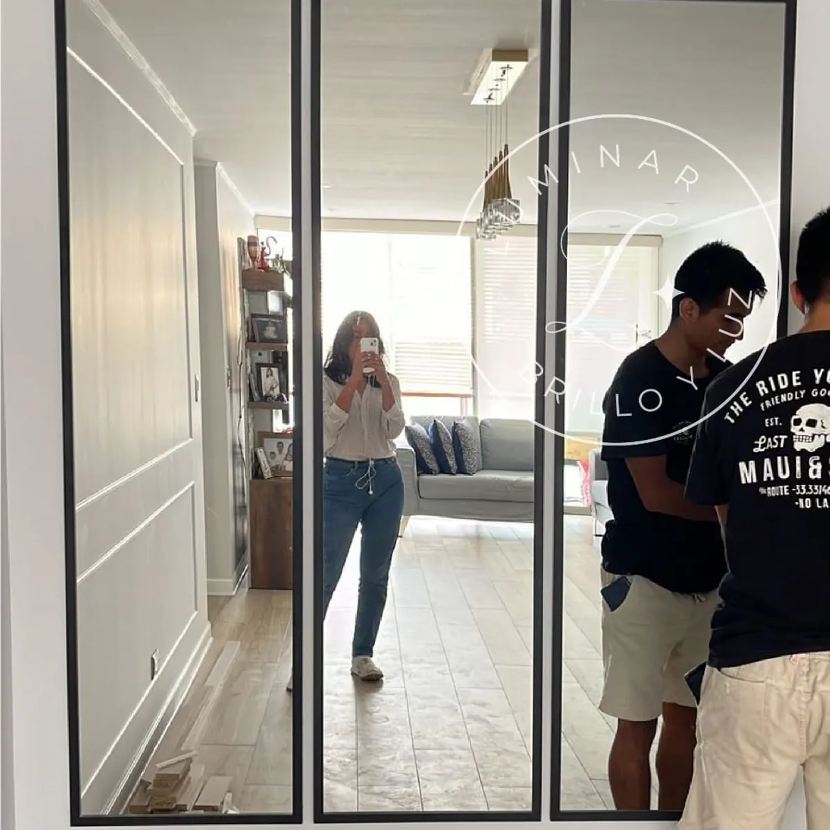 LUMINAR BRILLO & LUZ - Espejos rectangulares de 50x180cm marco negro